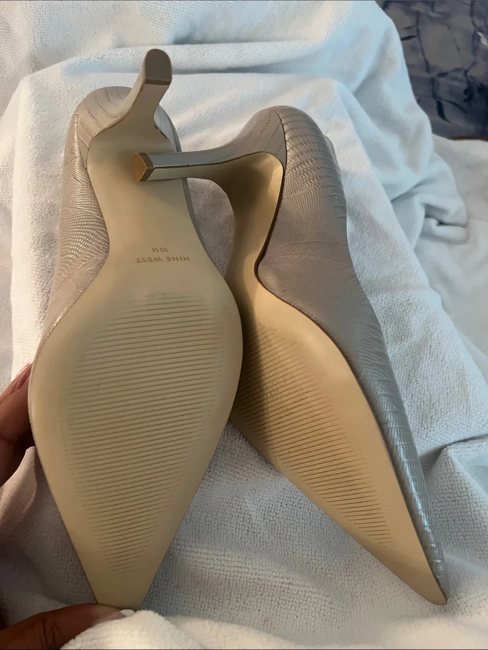 Nine West Leather Taupe Pointed-Toe Stiletto Pumps